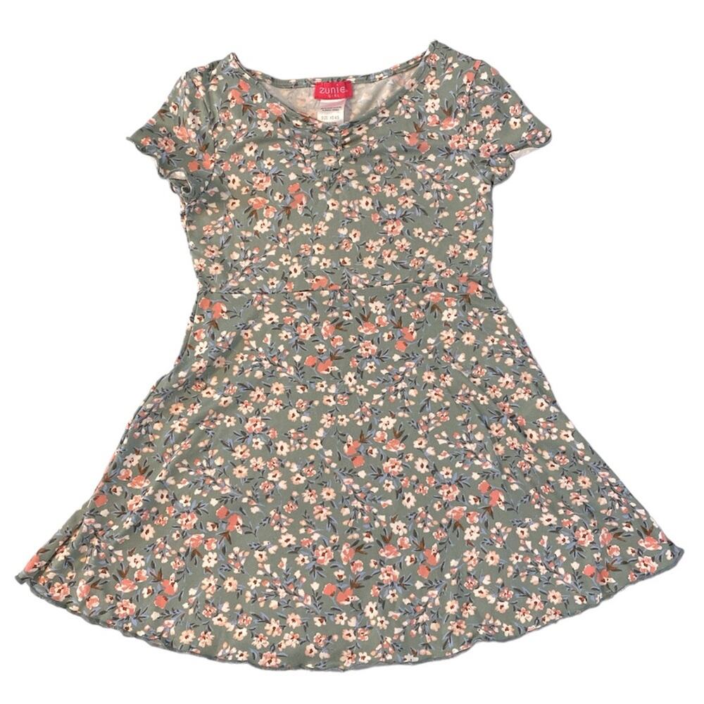 Zunie Girl Floral Fit & Flare Lettuce Hem Dress Size XS
